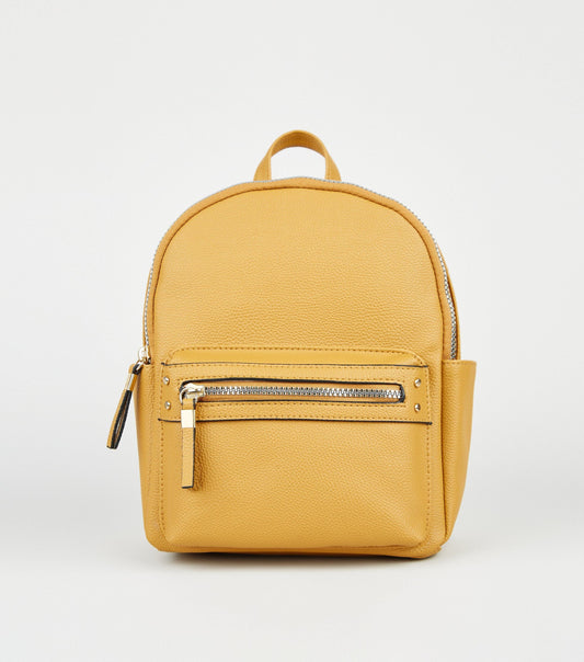 Mustard Leather Look Mini Backpack