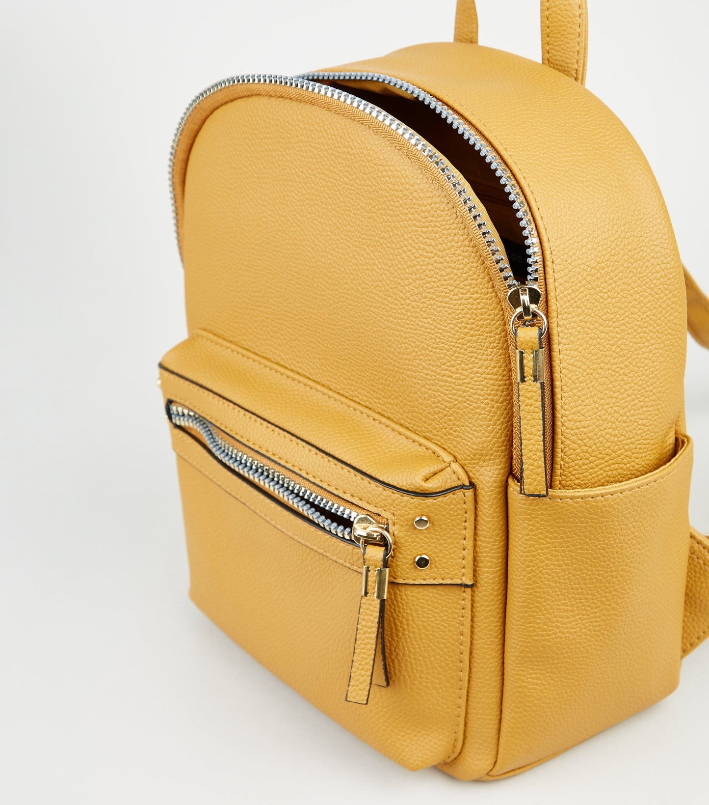 Mustard Leather Look Mini Backpack
